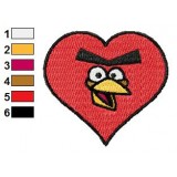 Heart of Angry Bird Embroidery Design